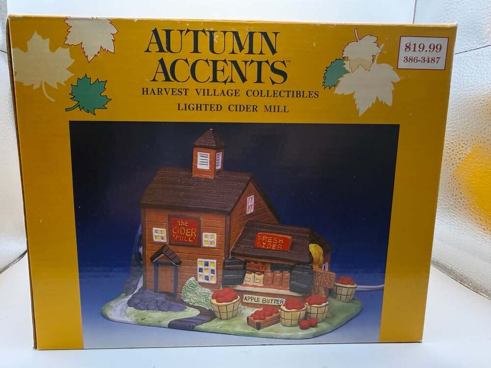 Autumn Accents Harvest Village Collectibles Lighted Cider Mill Ceramic